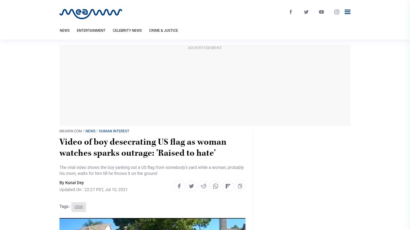 Video of boy desecrating US flag as woman watches sparks ... - MEAWW